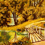 Картина янтарная "Лесное озеро" 46 х 36 см, фотография 3. Интернет-магазин ЛАВКА ПОДАРКОВ
